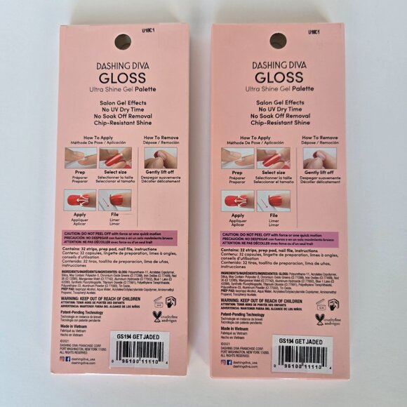 NEW Sealed Dashing Diva Gloss Nail Gel Strips Set of 2 : Get Jaded - Picture 2 of 4